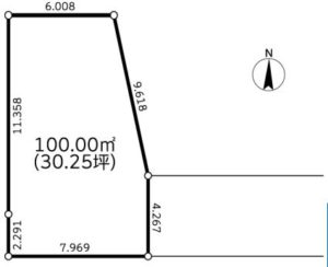 土地面積：100.00㎡（30.25坪）(区画図)