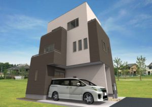 【屋上庭園のある家・外観パース】(外観)