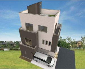 【屋上庭園のある家・外観パース】(外観)