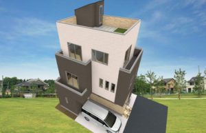 【屋上庭園のある家・外観パース】(外観)