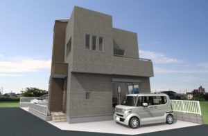 【屋上庭園のある家・外観パース】 【屋上庭園のある家・外観パース】