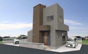 【屋上庭園のある家・外観パース】 【屋上庭園のある家・外観パース】